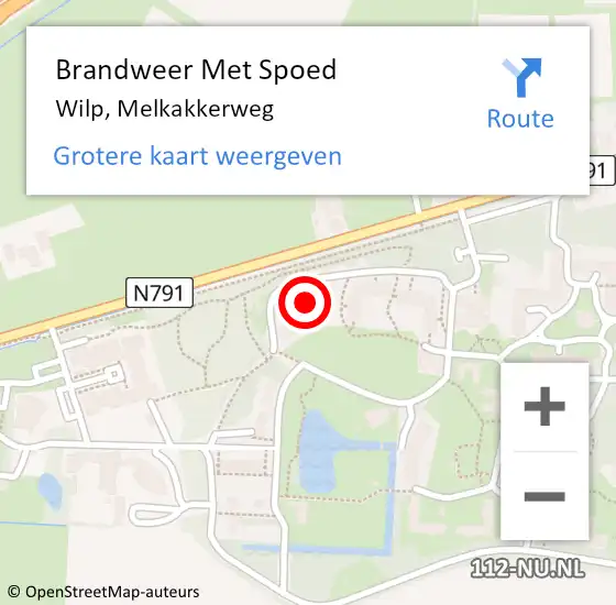 Locatie op kaart van de 112 melding: Brandweer Met Spoed Naar Wilp, Melkakkerweg op 26 april 2023 16:15