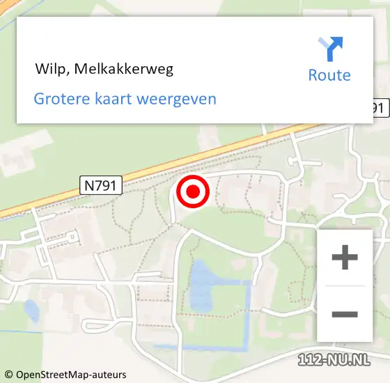 Locatie op kaart van de 112 melding:  Wilp, Melkakkerweg op 26 april 2023 16:17