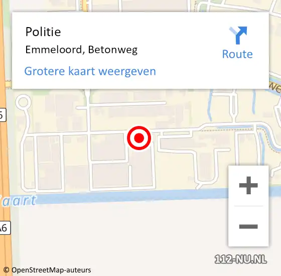 Locatie op kaart van de 112 melding: Politie Emmeloord, Betonweg op 26 april 2023 16:23