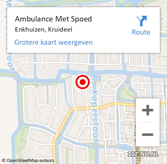 Locatie op kaart van de 112 melding: Ambulance Met Spoed Naar Enkhuizen, Kruideel op 26 april 2023 16:23