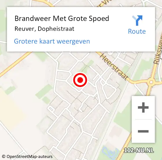 Locatie op kaart van de 112 melding: Brandweer Met Grote Spoed Naar Reuver, Dopheistraat op 26 april 2023 16:44