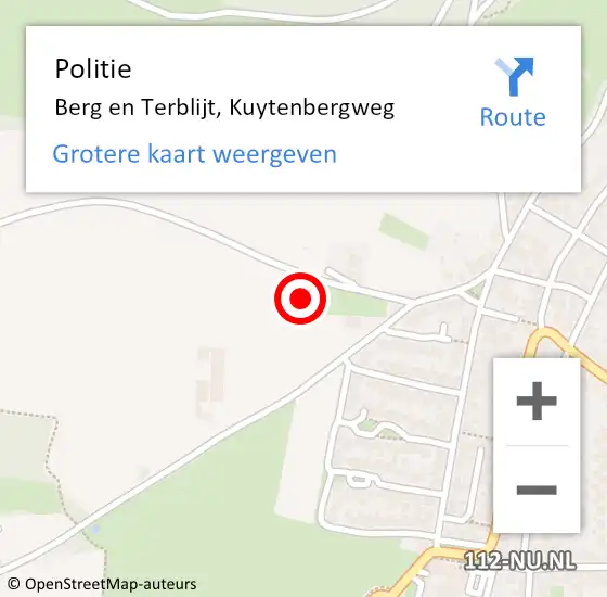 Locatie op kaart van de 112 melding: Politie Berg en Terblijt, Kuytenbergweg op 26 april 2023 17:02