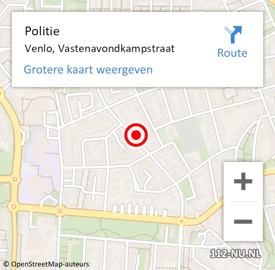 Locatie op kaart van de 112 melding: Politie Venlo, Vastenavondkampstraat op 26 april 2023 17:22