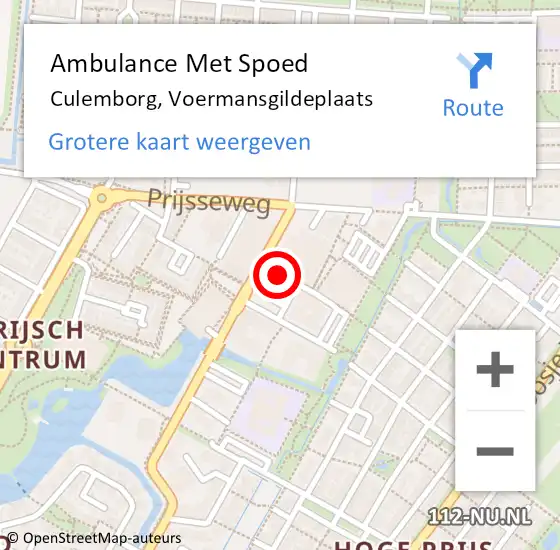 Locatie op kaart van de 112 melding: Ambulance Met Spoed Naar Culemborg, Voermansgildeplaats op 23 augustus 2014 14:08