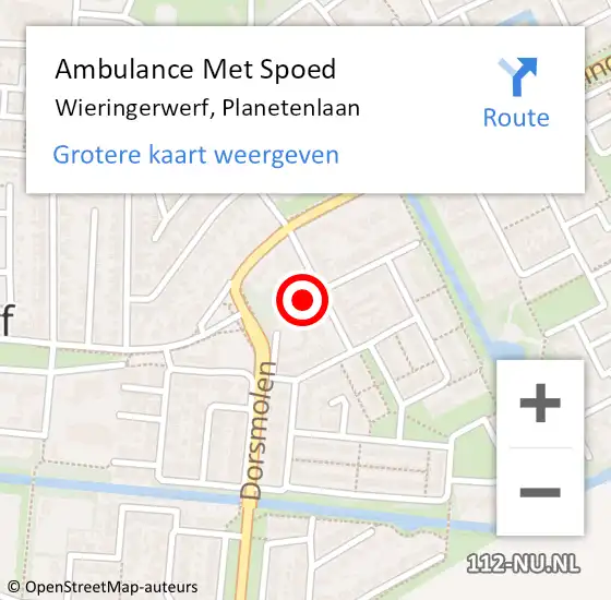 Locatie op kaart van de 112 melding: Ambulance Met Spoed Naar Wieringerwerf, Planetenlaan op 26 april 2023 18:00