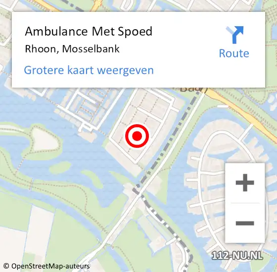 Locatie op kaart van de 112 melding: Ambulance Met Spoed Naar Rhoon, Mosselbank op 26 april 2023 18:35