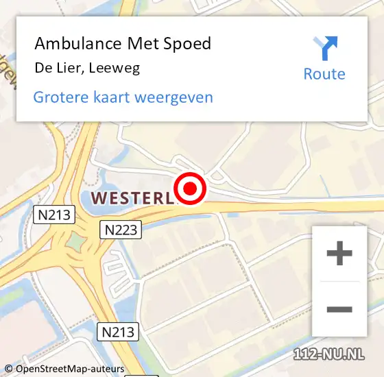 Locatie op kaart van de 112 melding: Ambulance Met Spoed Naar De Lier, Leeweg op 26 april 2023 18:41