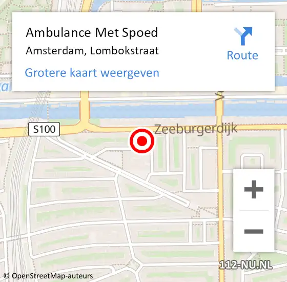 Locatie op kaart van de 112 melding: Ambulance Met Spoed Naar Amsterdam, Lombokstraat op 26 april 2023 19:21