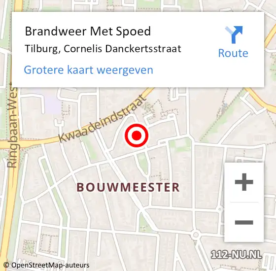 Locatie op kaart van de 112 melding: Brandweer Met Spoed Naar Tilburg, Cornelis Danckertsstraat op 26 april 2023 19:22