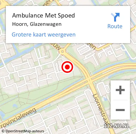 Locatie op kaart van de 112 melding: Ambulance Met Spoed Naar Hoorn, Glazenwagen op 26 april 2023 19:25