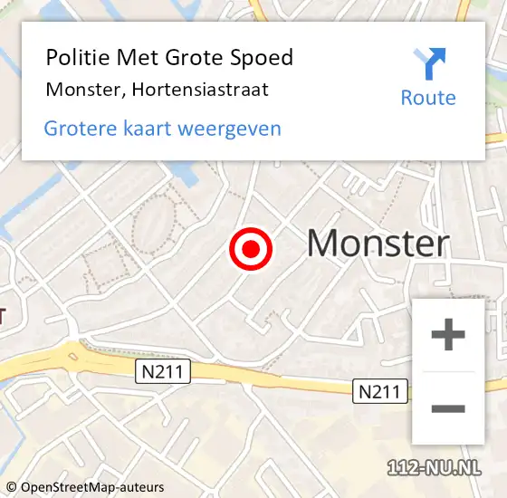 Locatie op kaart van de 112 melding: Politie Met Grote Spoed Naar Monster, Hortensiastraat op 26 april 2023 19:35