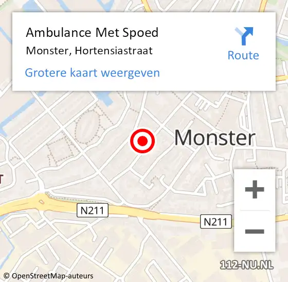 Locatie op kaart van de 112 melding: Ambulance Met Spoed Naar Monster, Hortensiastraat op 26 april 2023 19:35