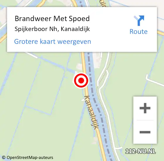 Locatie op kaart van de 112 melding: Brandweer Met Spoed Naar Spijkerboor Nh, Kanaaldijk op 23 augustus 2014 14:19