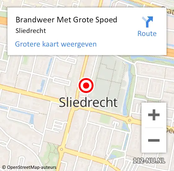 Locatie op kaart van de 112 melding: Brandweer Met Grote Spoed Naar Sliedrecht op 26 april 2023 19:39