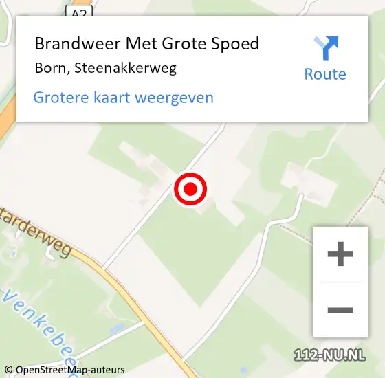 Locatie op kaart van de 112 melding: Brandweer Met Grote Spoed Naar Born, Steenakkerweg op 26 april 2023 20:20