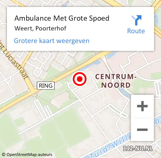 Locatie op kaart van de 112 melding: Ambulance Met Grote Spoed Naar Weert, Poorterhof op 26 april 2023 20:35