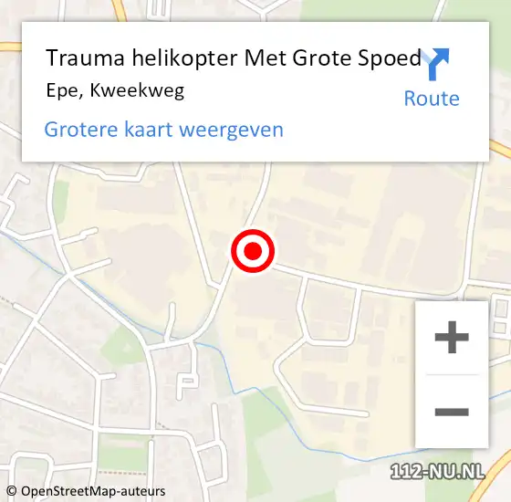 Locatie op kaart van de 112 melding: Trauma helikopter Met Grote Spoed Naar Epe, Kweekweg op 26 april 2023 20:46