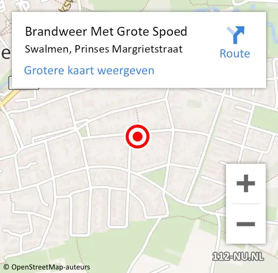 Locatie op kaart van de 112 melding: Brandweer Met Grote Spoed Naar Swalmen, Prinses Margrietstraat op 26 april 2023 20:58