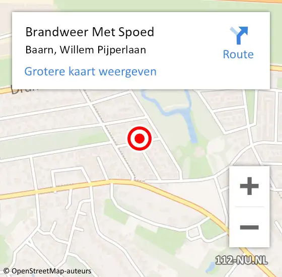 Locatie op kaart van de 112 melding: Brandweer Met Spoed Naar Baarn, Willem Pijperlaan op 26 april 2023 21:07