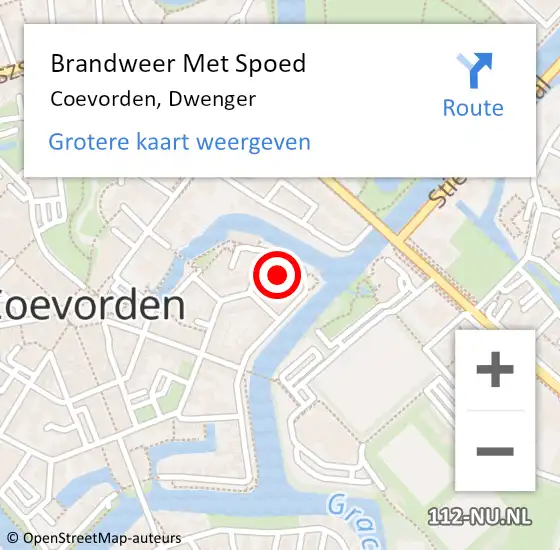 Locatie op kaart van de 112 melding: Brandweer Met Spoed Naar Coevorden, Dwenger op 26 april 2023 21:11