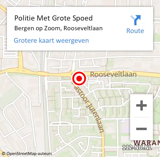 Locatie op kaart van de 112 melding: Politie Met Grote Spoed Naar Bergen op Zoom, Rooseveltlaan op 26 april 2023 21:13