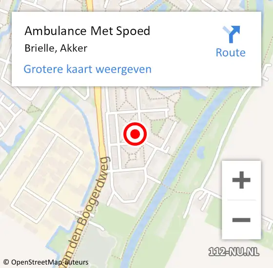 Locatie op kaart van de 112 melding: Ambulance Met Spoed Naar Brielle, Akker op 26 april 2023 21:51