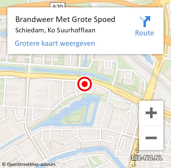 Locatie op kaart van de 112 melding: Brandweer Met Grote Spoed Naar Schiedam, Ko Suurhofflaan op 26 april 2023 22:03