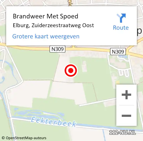 Locatie op kaart van de 112 melding: Brandweer Met Spoed Naar Elburg, Zuiderzeestraatweg Oost op 26 april 2023 22:32