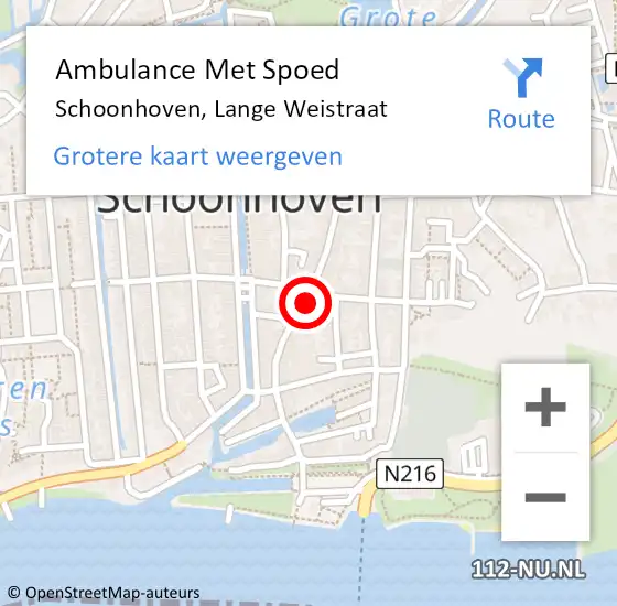 Locatie op kaart van de 112 melding: Ambulance Met Spoed Naar Schoonhoven, Lange Weistraat op 26 april 2023 23:48