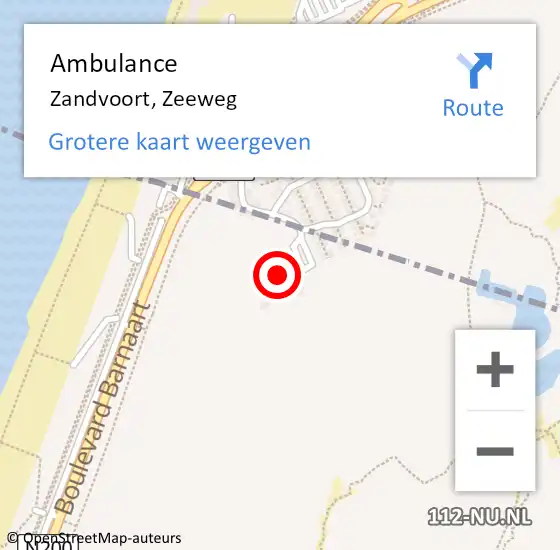 Locatie op kaart van de 112 melding: Ambulance Zandvoort, Zeeweg op 26 april 2023 23:57