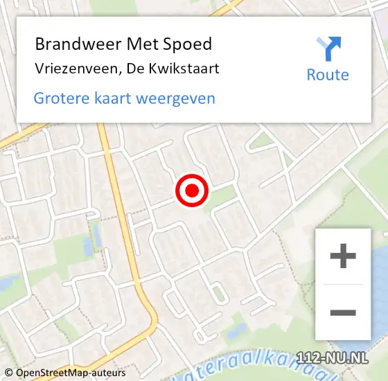 Locatie op kaart van de 112 melding: Brandweer Met Spoed Naar Vriezenveen, De Kwikstaart op 27 april 2023 00:11