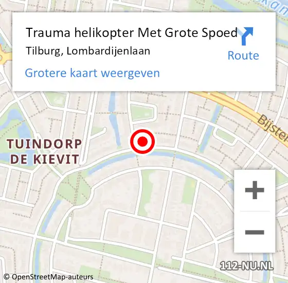 Locatie op kaart van de 112 melding: Trauma helikopter Met Grote Spoed Naar Tilburg, Lombardijenlaan op 27 april 2023 01:05