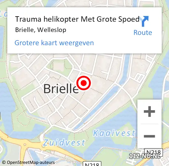 Locatie op kaart van de 112 melding: Trauma helikopter Met Grote Spoed Naar Brielle, Welleslop op 27 april 2023 01:23