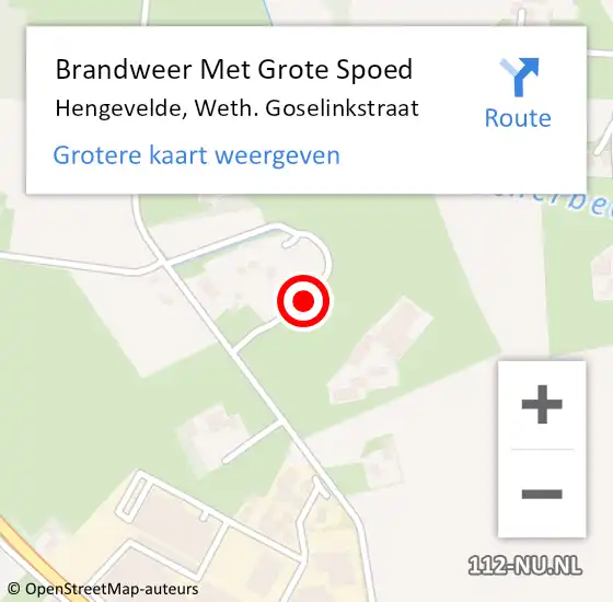 Locatie op kaart van de 112 melding: Brandweer Met Grote Spoed Naar Hengevelde, Weth. Goselinkstraat op 27 april 2023 01:35