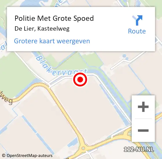 Locatie op kaart van de 112 melding: Politie Met Grote Spoed Naar De Lier, Kasteelweg op 27 april 2023 01:43