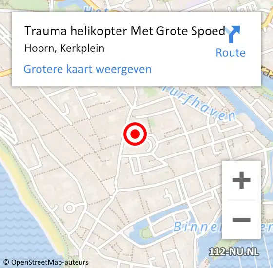 Locatie op kaart van de 112 melding: Trauma helikopter Met Grote Spoed Naar Hoorn, Kerkplein op 27 april 2023 02:41