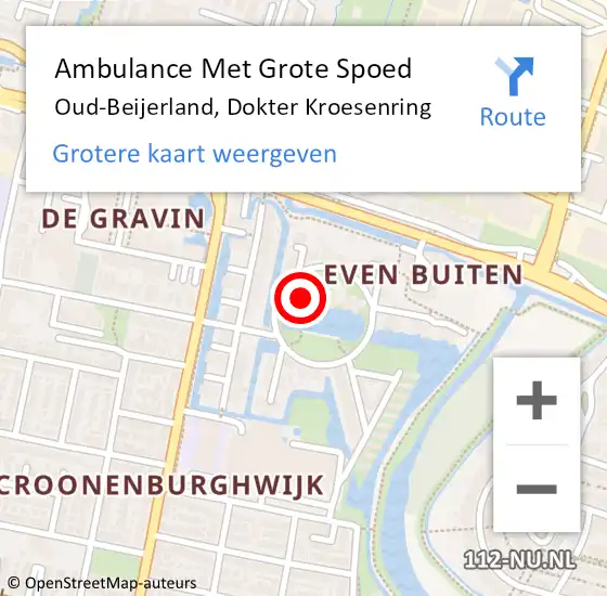 Locatie op kaart van de 112 melding: Ambulance Met Grote Spoed Naar Oud-Beijerland, Dokter Kroesenring op 27 april 2023 03:16