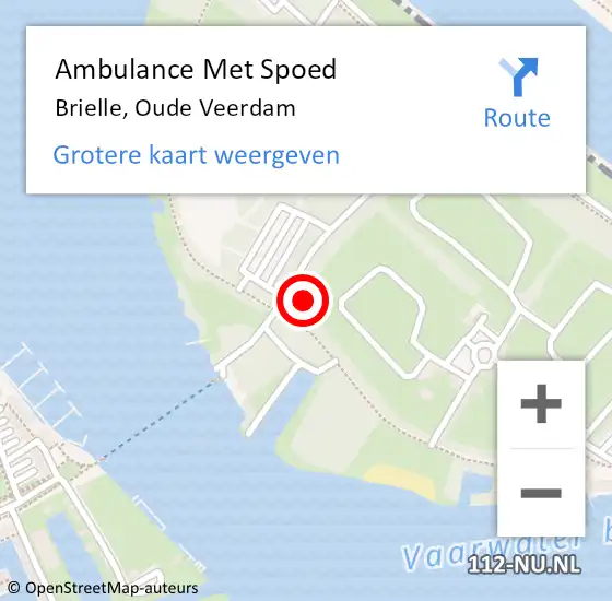 Locatie op kaart van de 112 melding: Ambulance Met Spoed Naar Brielle, Oude Veerdam op 27 april 2023 03:28