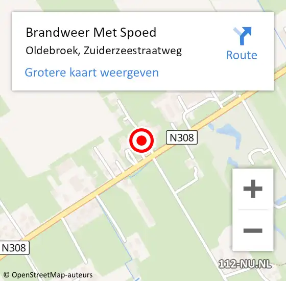 Locatie op kaart van de 112 melding: Brandweer Met Spoed Naar Oldebroek, Zuiderzeestraatweg op 27 april 2023 03:41