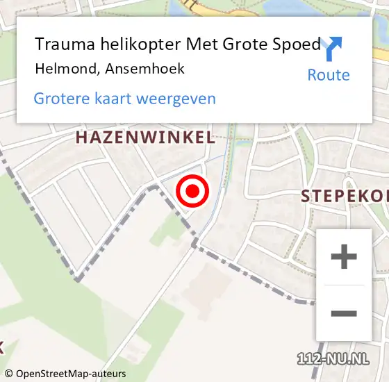 Locatie op kaart van de 112 melding: Trauma helikopter Met Grote Spoed Naar Helmond, Ansemhoek op 27 april 2023 03:45