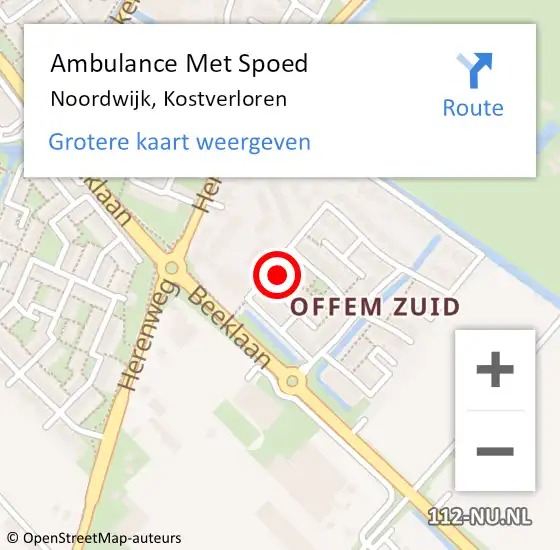 Locatie op kaart van de 112 melding: Ambulance Met Spoed Naar Noordwijk, Kostverloren op 27 april 2023 04:02