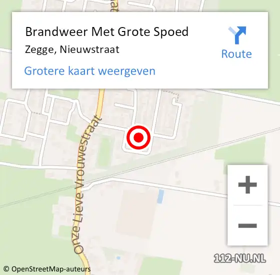 Locatie op kaart van de 112 melding: Brandweer Met Grote Spoed Naar Zegge, Nieuwstraat op 27 april 2023 04:50