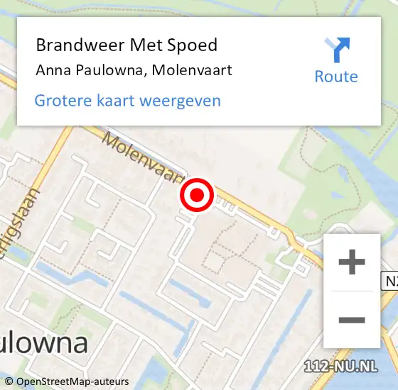 Locatie op kaart van de 112 melding: Brandweer Met Spoed Naar Anna Paulowna, Molenvaart op 27 april 2023 04:54