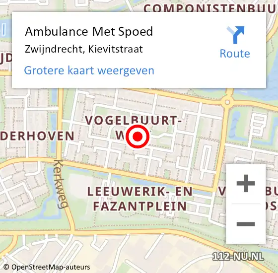 Locatie op kaart van de 112 melding: Ambulance Met Spoed Naar Zwijndrecht, Kievitstraat op 27 april 2023 05:21