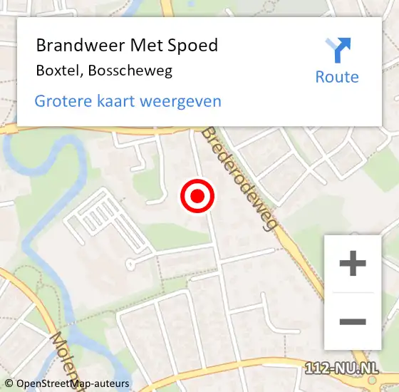 Locatie op kaart van de 112 melding: Brandweer Met Spoed Naar Boxtel, Bosscheweg op 27 april 2023 06:06