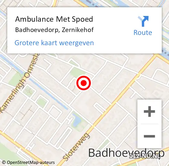 Locatie op kaart van de 112 melding: Ambulance Met Spoed Naar Badhoevedorp, Zernikehof op 27 april 2023 06:59