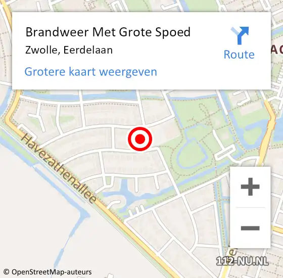 Locatie op kaart van de 112 melding: Brandweer Met Grote Spoed Naar Zwolle, Eerdelaan op 27 april 2023 07:57