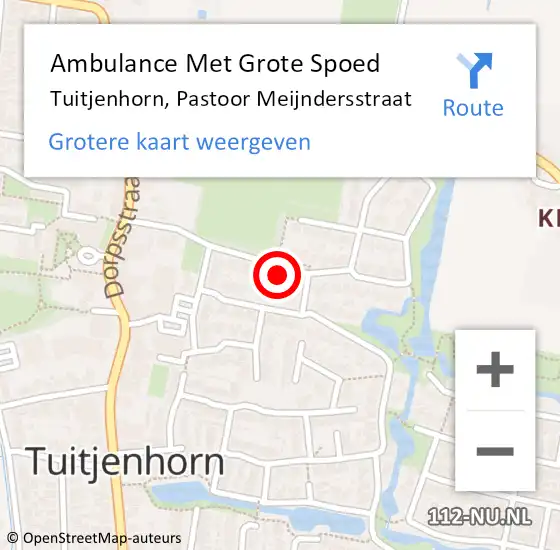 Locatie op kaart van de 112 melding: Ambulance Met Grote Spoed Naar Tuitjenhorn, Pastoor Meijndersstraat op 27 april 2023 08:15