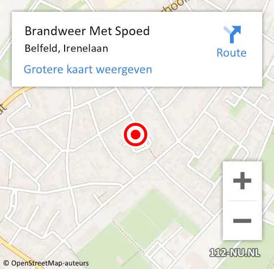 Locatie op kaart van de 112 melding: Brandweer Met Spoed Naar Belfeld, Irenelaan op 27 april 2023 08:46