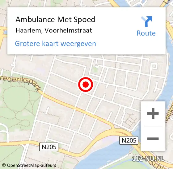 Locatie op kaart van de 112 melding: Ambulance Met Spoed Naar Haarlem, Voorhelmstraat op 27 april 2023 08:47